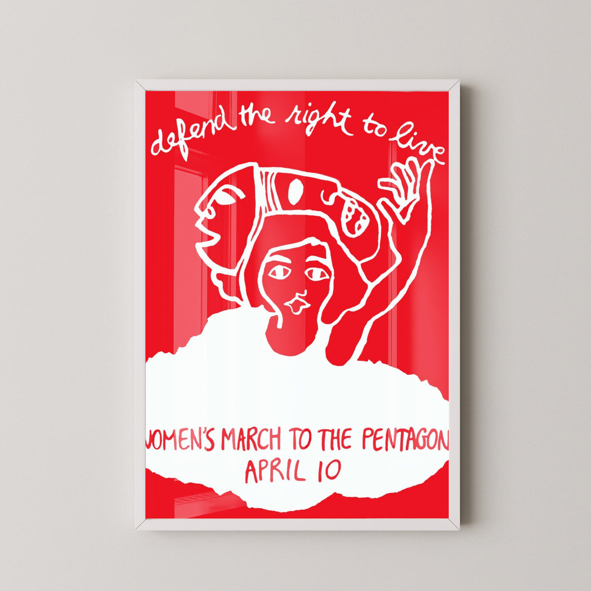 Women’s March on the Pentagon Poster – Feminist Protest Art – white frame mockup