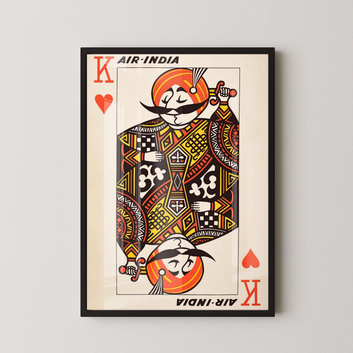 Vintage Air India Travel Poster – Airline Advertising Art – black frame mockup
