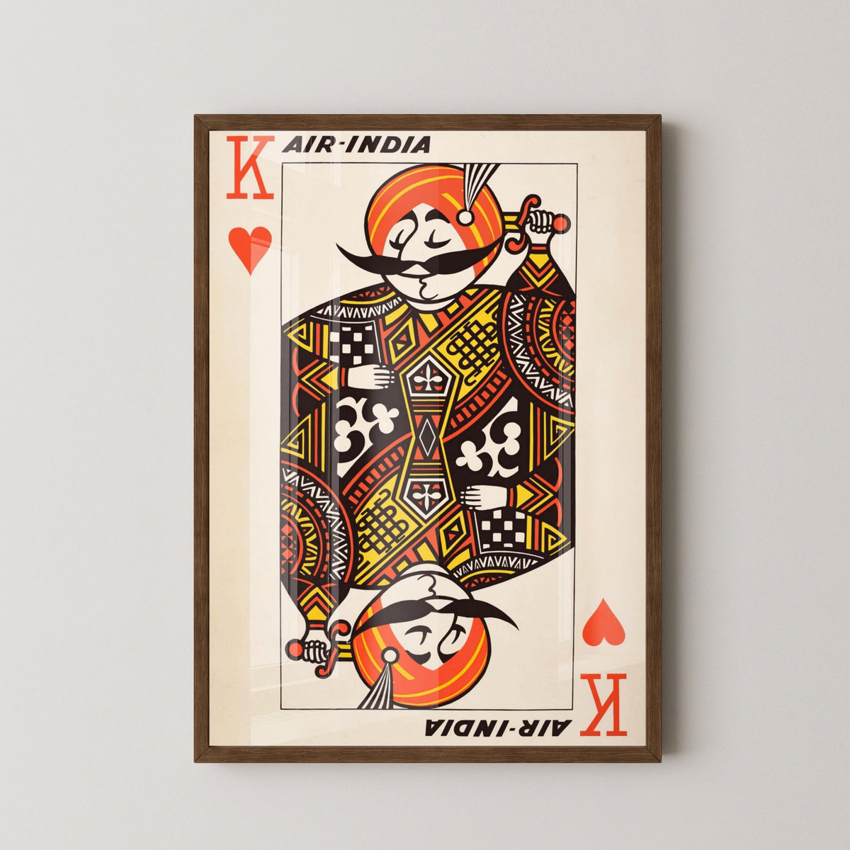 Vintage Air India Travel Poster – Airline Advertising Art – dark wood frame mockup