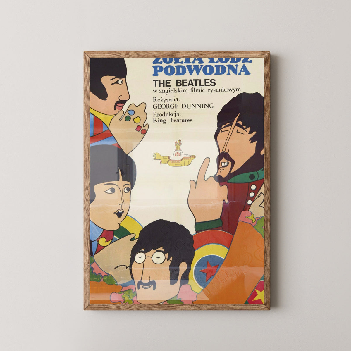 The Beatles Polish Graphic Concert Poster – light wood frame mockup