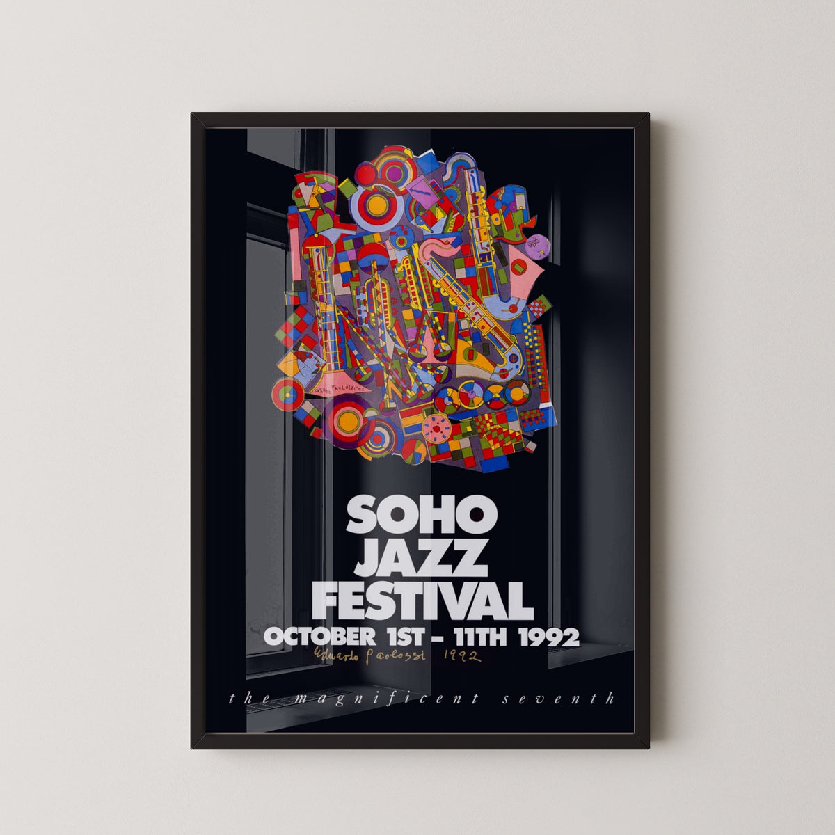 Soho Jazz Festival 1992 Poster – London Music Art – black frame mockup