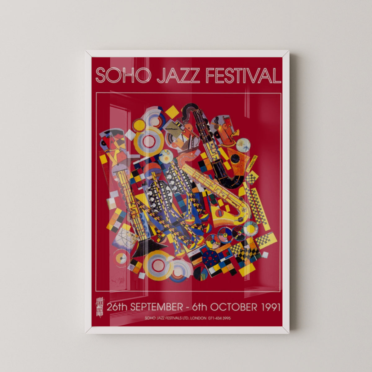 Soho Jazz Festival 1991 Poster – London Music Art – white frame mockup