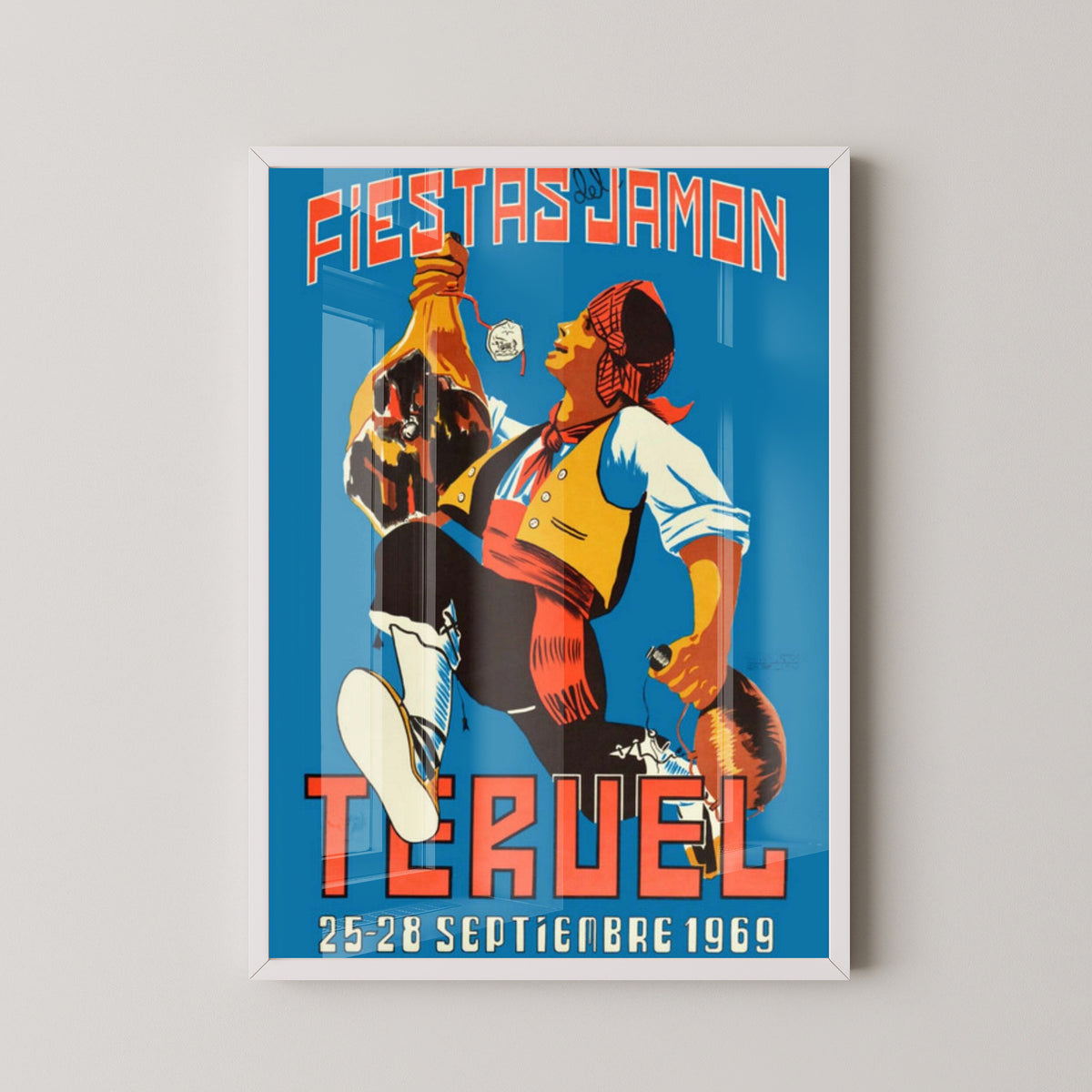 Spain Jamón Poster – Vintage Spanish Food Art – white frame mockup