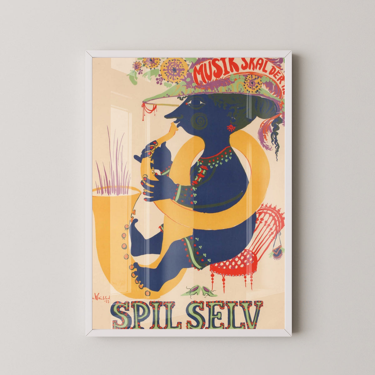Spil Selv Danish Music Festival Poster – white frame mockup