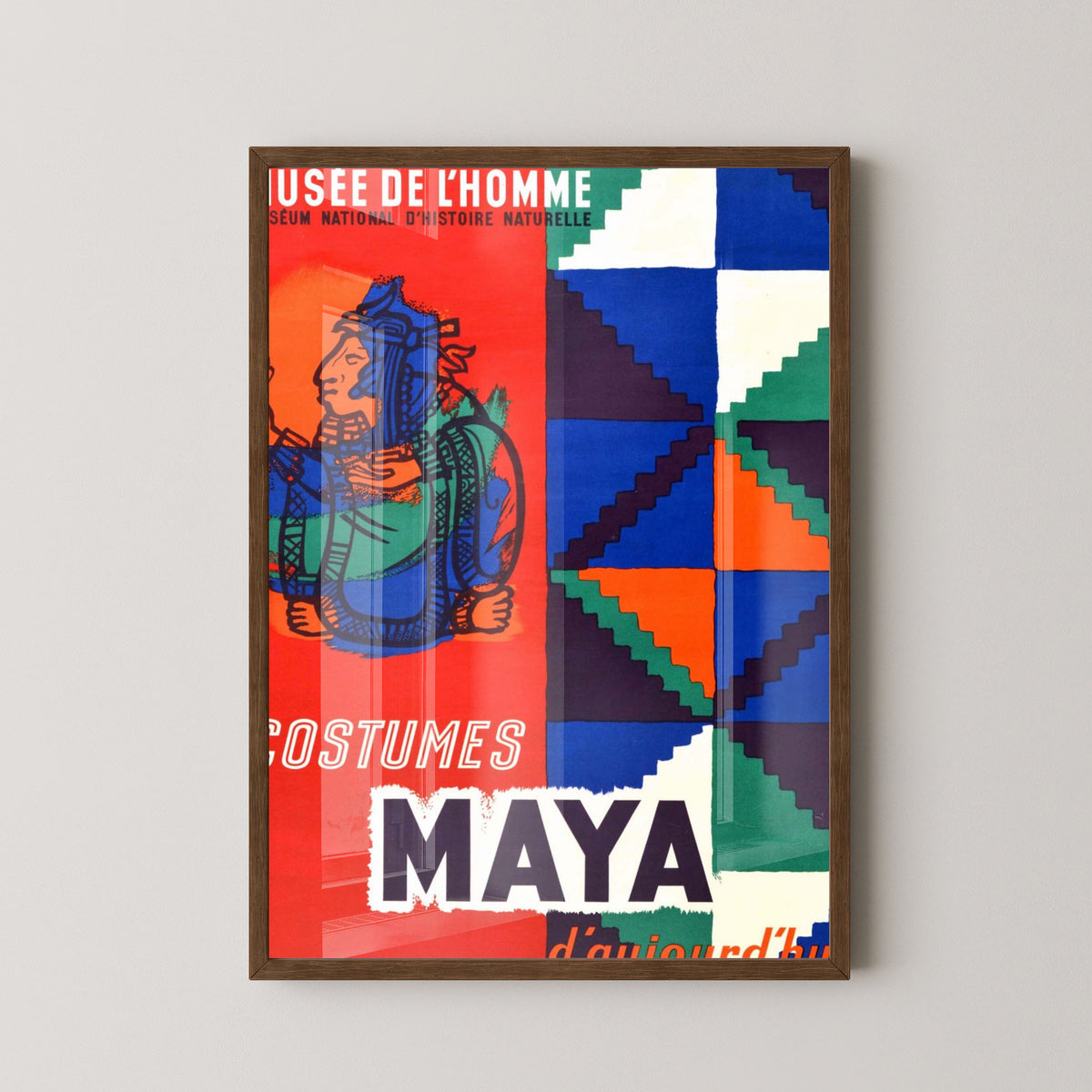 Mayan Civilisation Poster – Mesoamerican Art Print – dark wood frame mockup