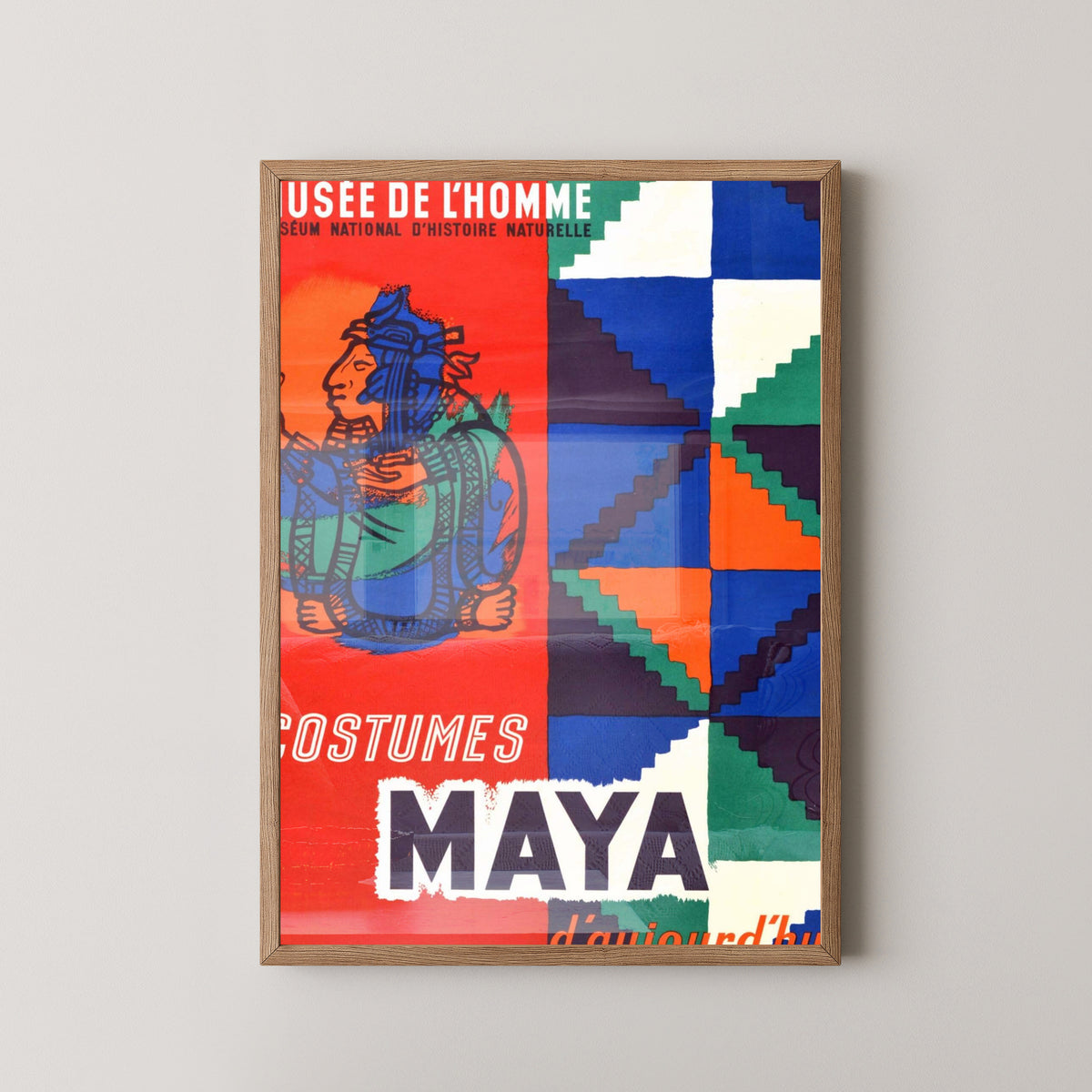Mayan Civilisation Poster – Mesoamerican Art Print – light wood frame mockup
