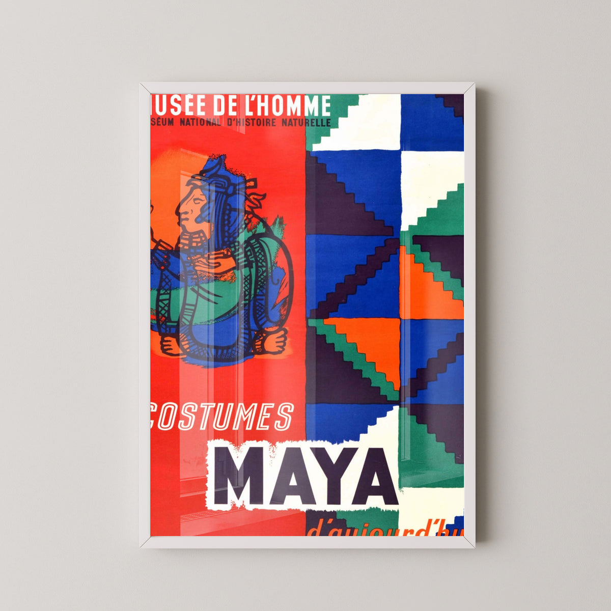 Mayan Civilisation Poster – Mesoamerican Art Print – white frame mockup