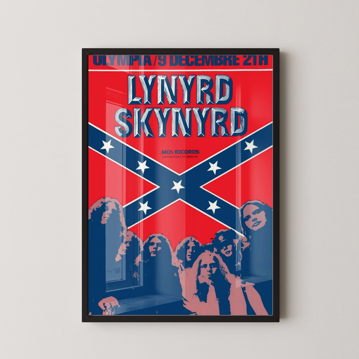 Lynyrd Skynyrd 1972 Poster – Early Southern Rock Art – black frame mockup