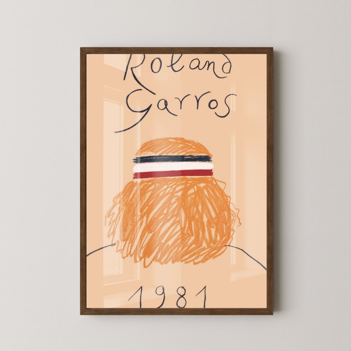 Roland-Garros 1981 Poster – French Open Tennis Art – dark wood frame mockup