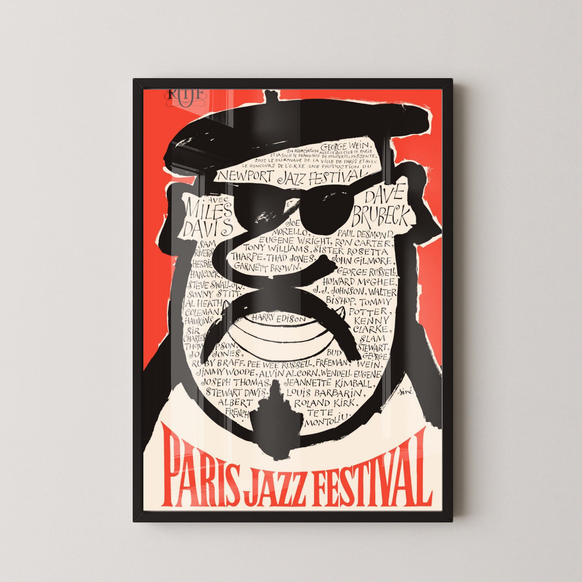 Paris Jazz Festival Poster – Miles Davis & Dave Brubeck – black frame mockup