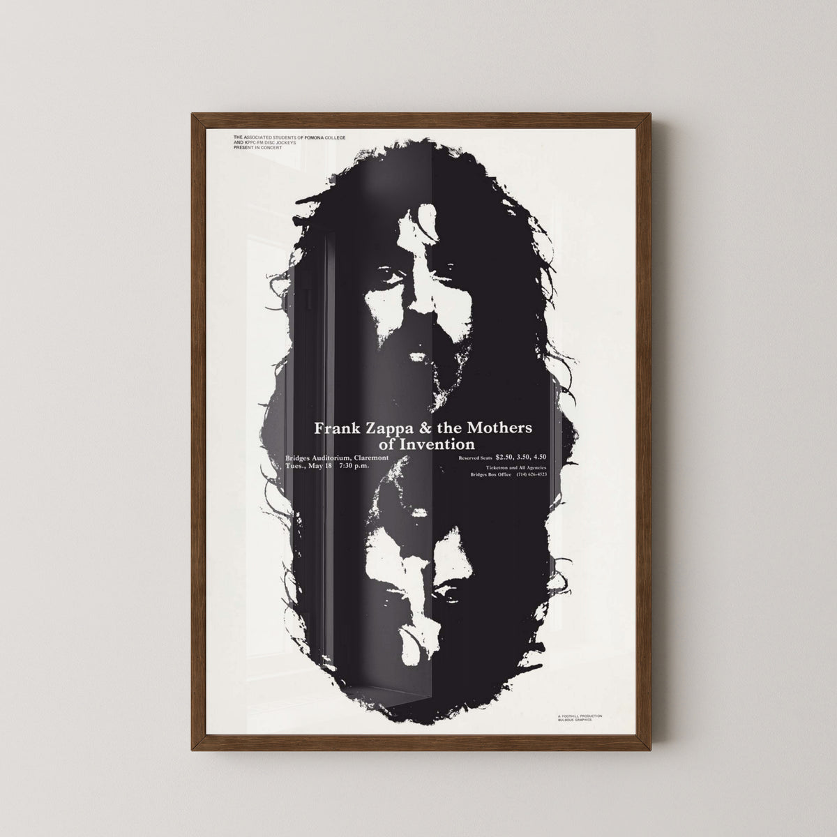 Frank Zappa Poster – Vintage Concert Poster – dark wood frame mockup