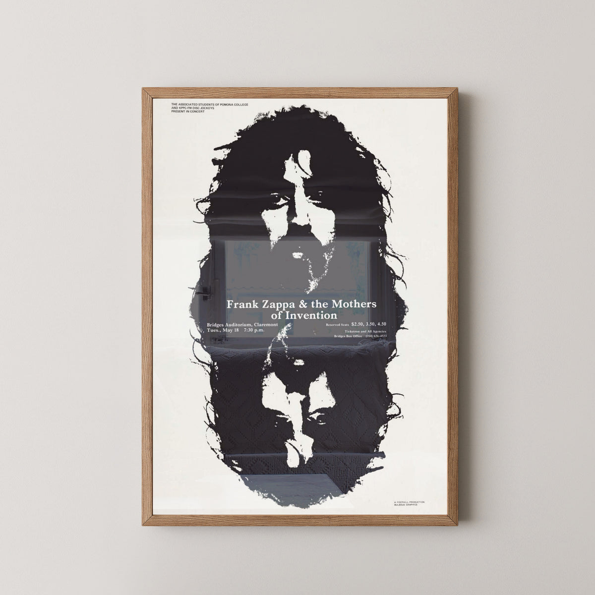 Frank Zappa Poster – Vintage Concert Poster – light wood frame mockup