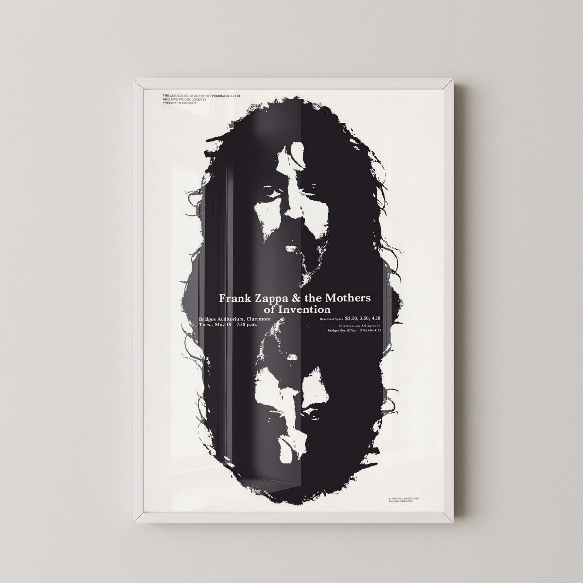 Frank Zappa Poster – Vintage Concert Poster – white frame mockup