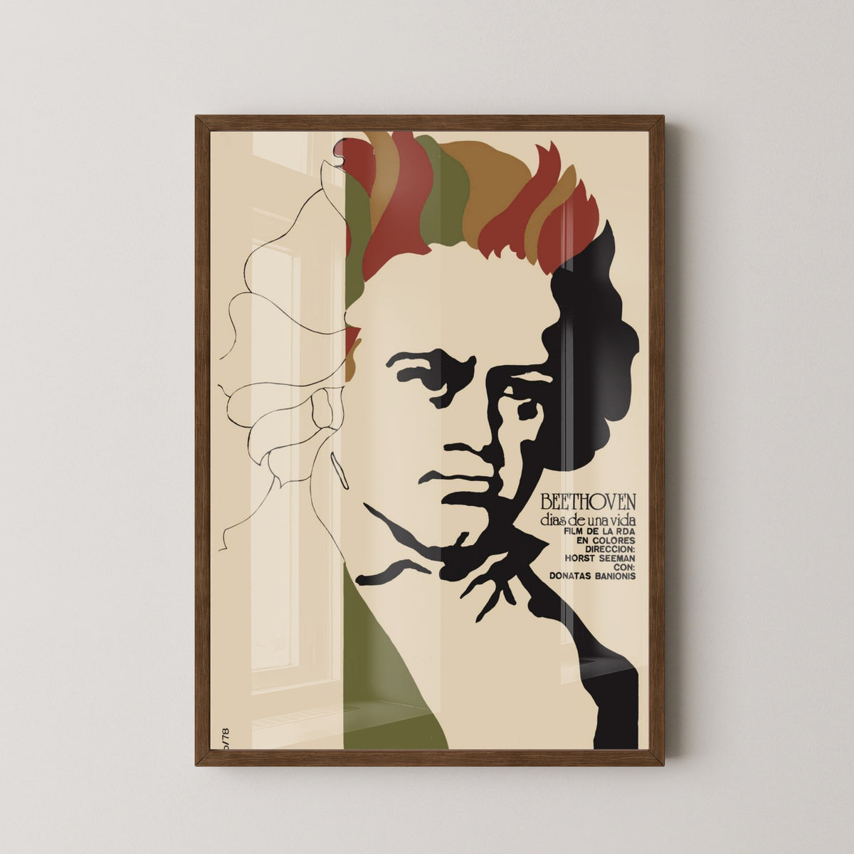 Beethoven Symphony Poster – Classical Music Art – dark wood frame mockup
