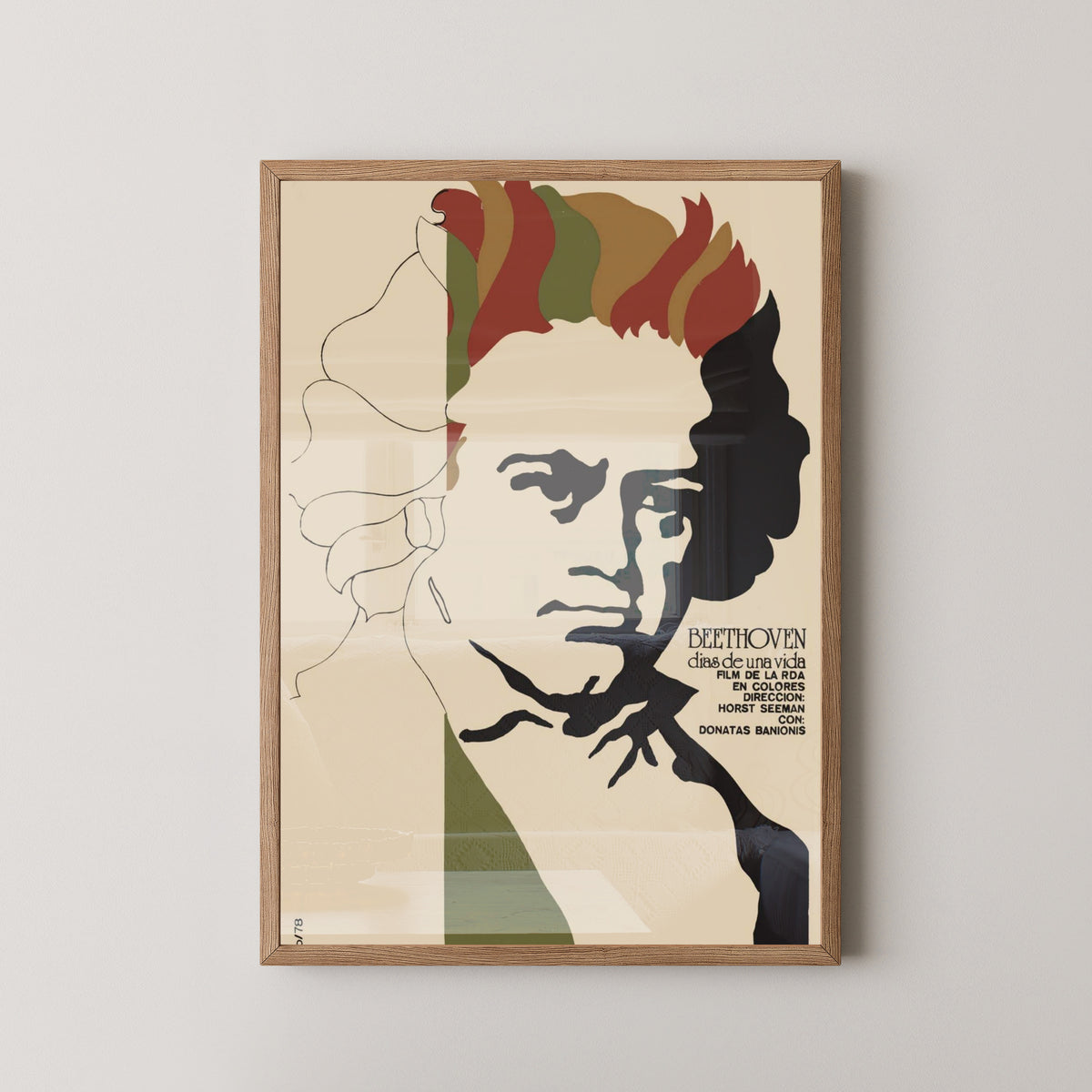 Beethoven Symphony Poster – Classical Music Art – light wood frame mockup
