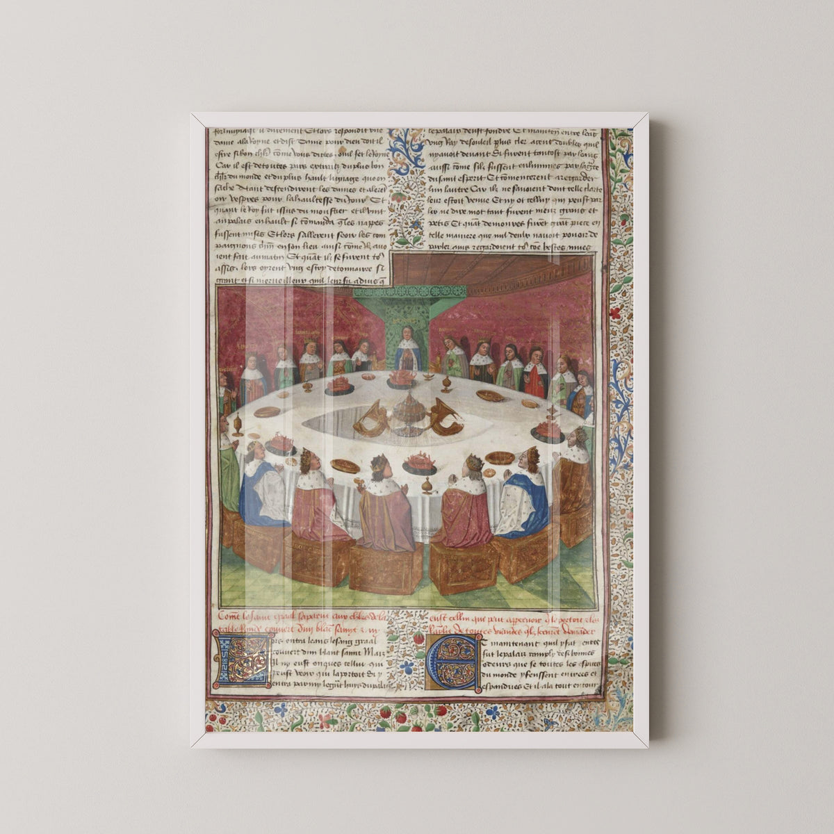 King Arthur’s Knights Poster – Medieval Manuscript Art – white frame mockup