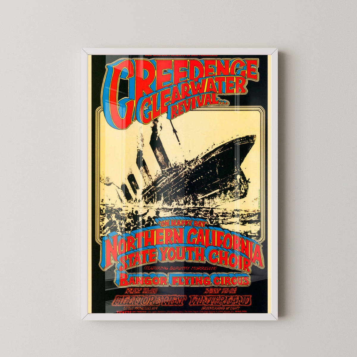 CCR Northern California Concert Poster – white frame mockup