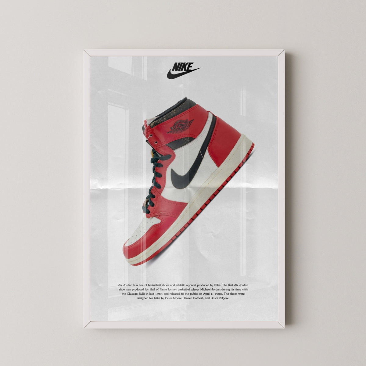Nike Air Jordan Vintage Advertisement Poster – white frame mockup