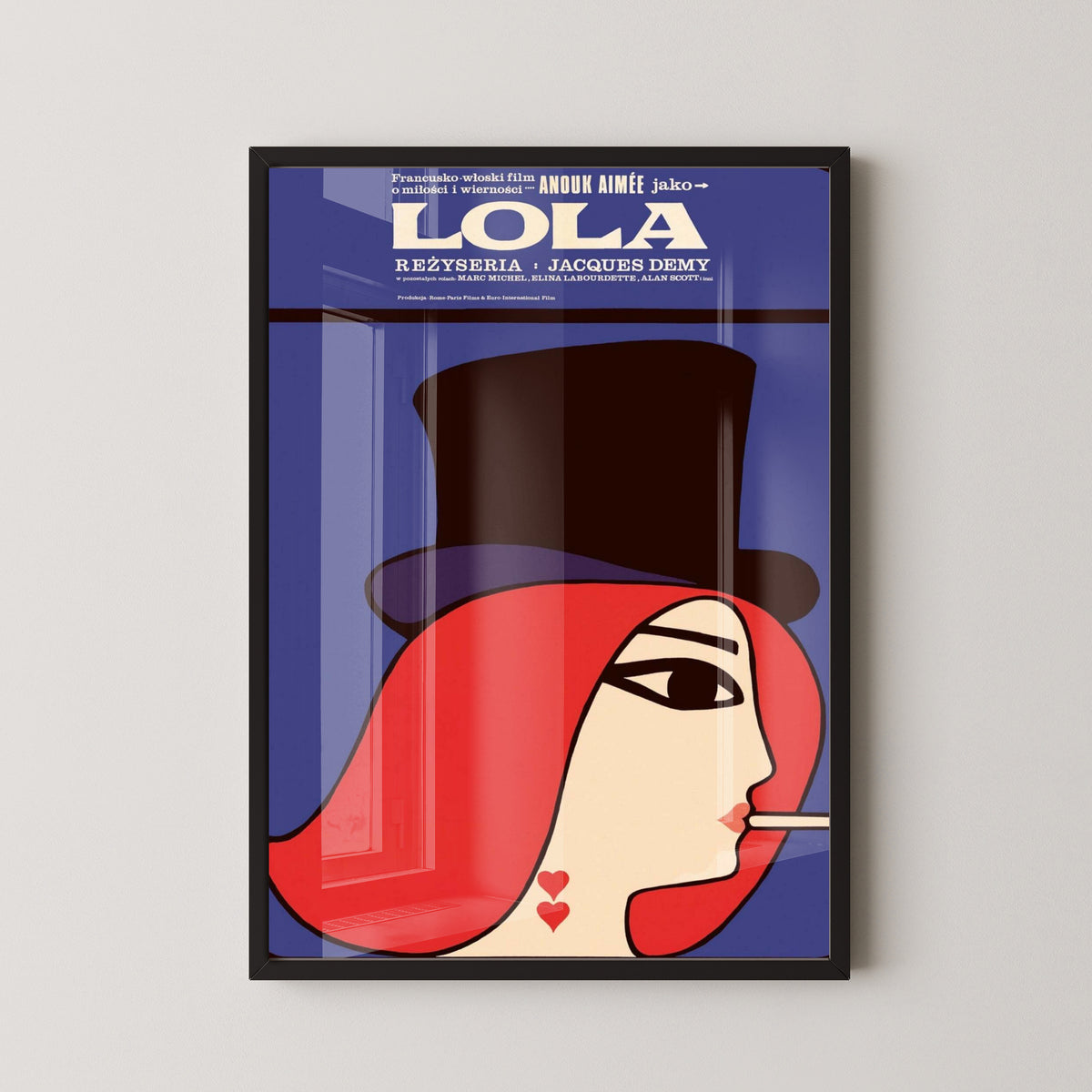 Lola Polish Movie Poster – Vintage 1970s Film Art – black frame mockup