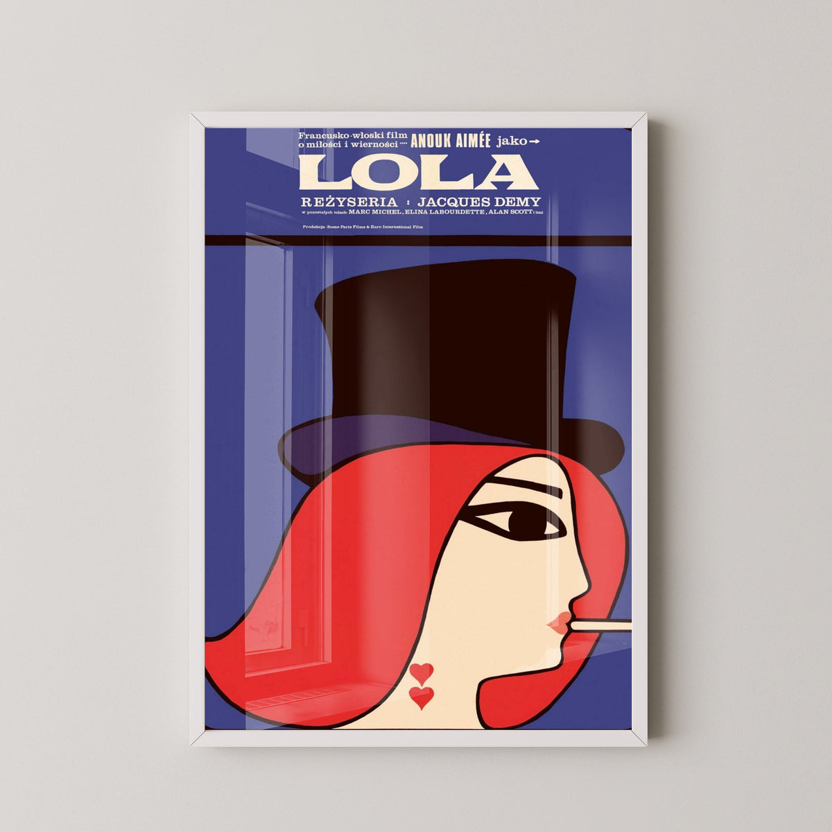 Lola Polish Movie Poster – Vintage 1970s Film Art – white frame mockup