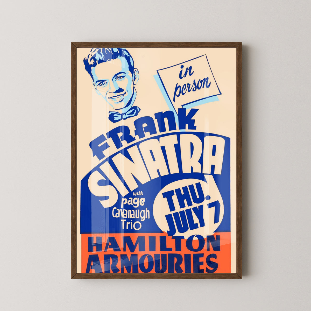 Frank Sinatra Concert Poster – Vintage Music Art – dark wood frame mockup