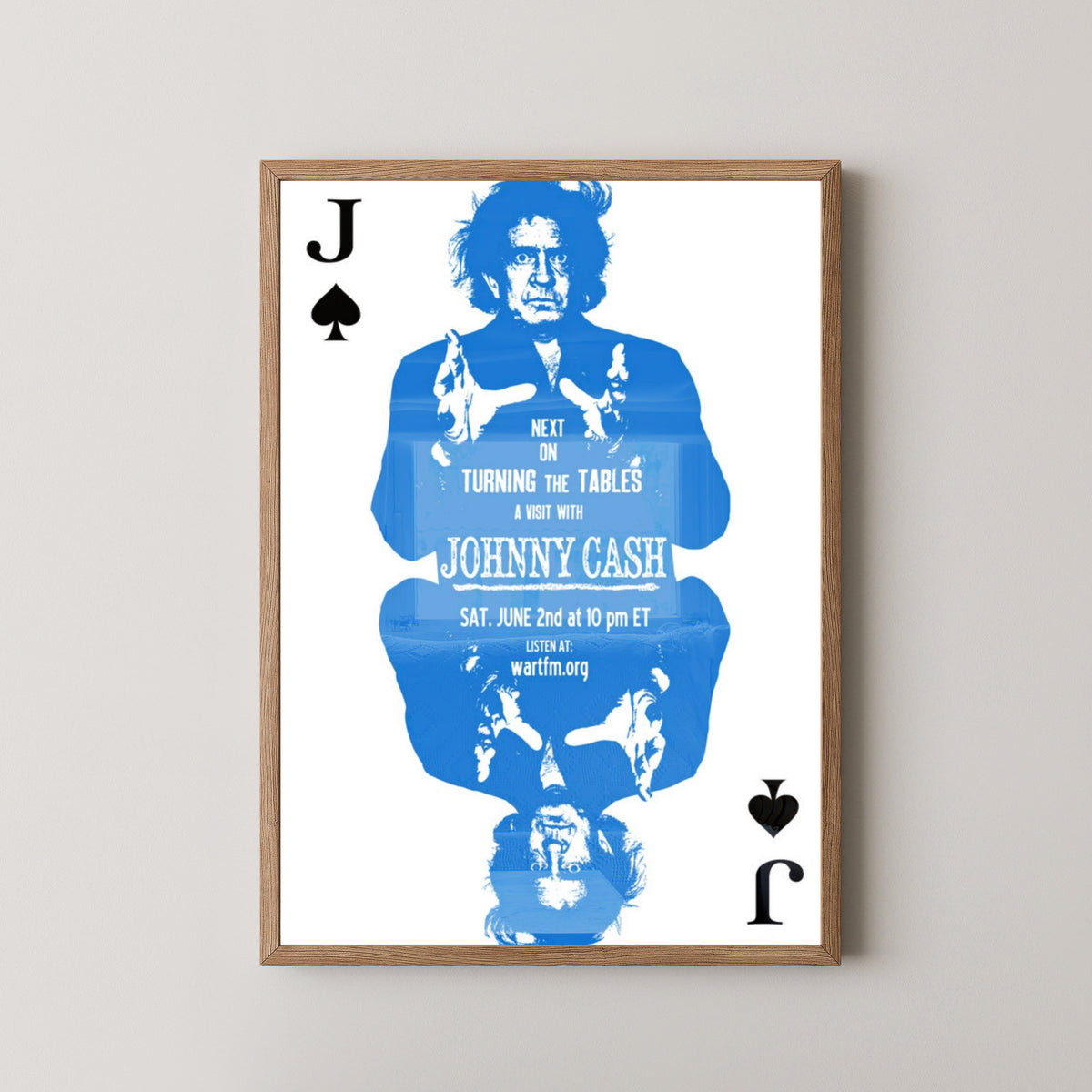 Johnny Cash Poster – Vintage Man in Black Art – light wood frame mockup