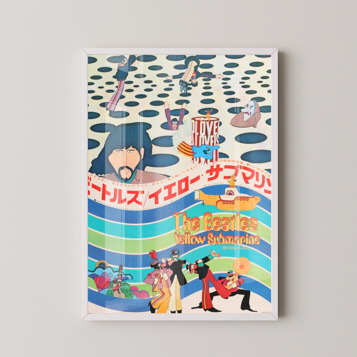The Beatles Japanese Graphic Poster – white frame mockup