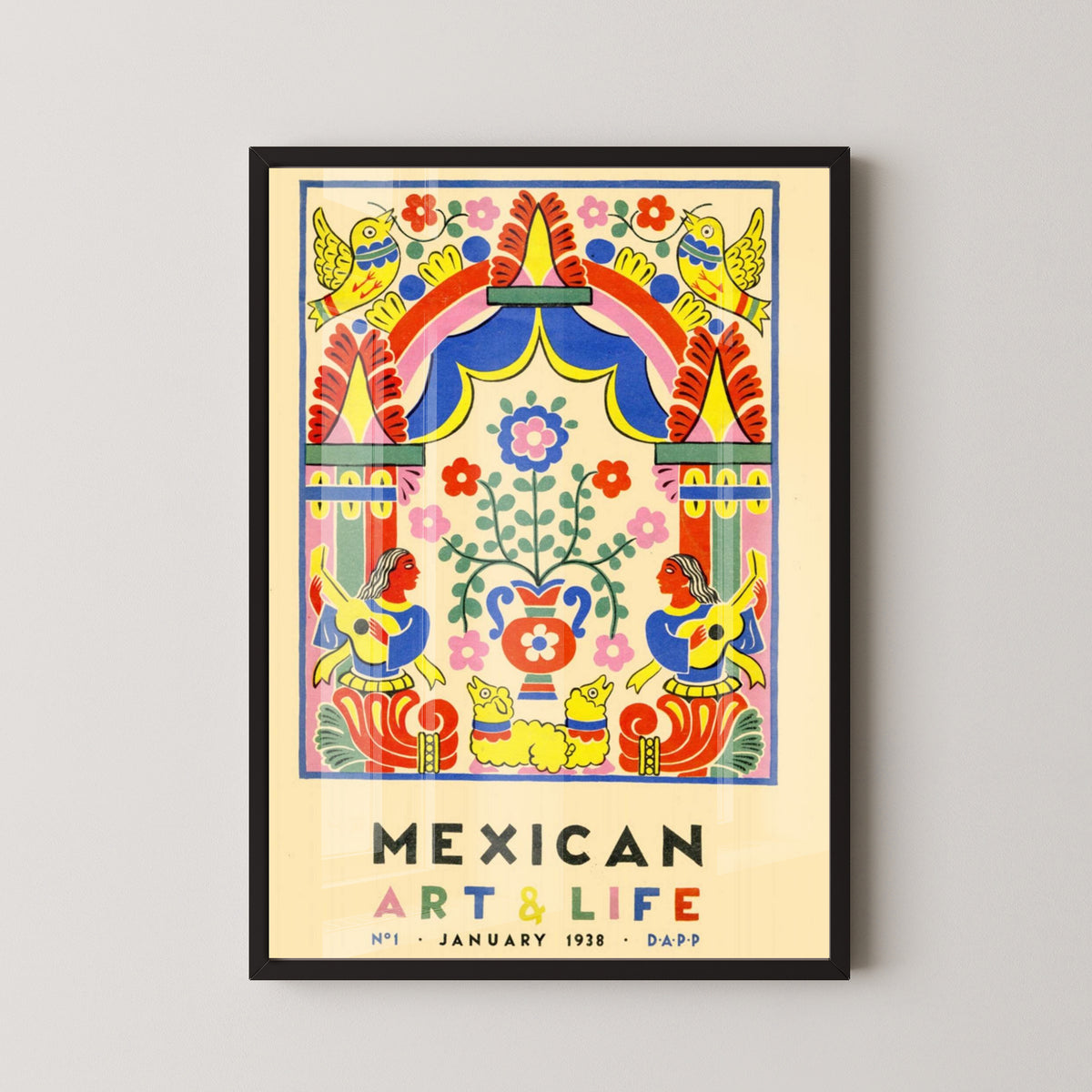 Mexican Heritage Poster – Aztec and Mayan Art – black frame mockup