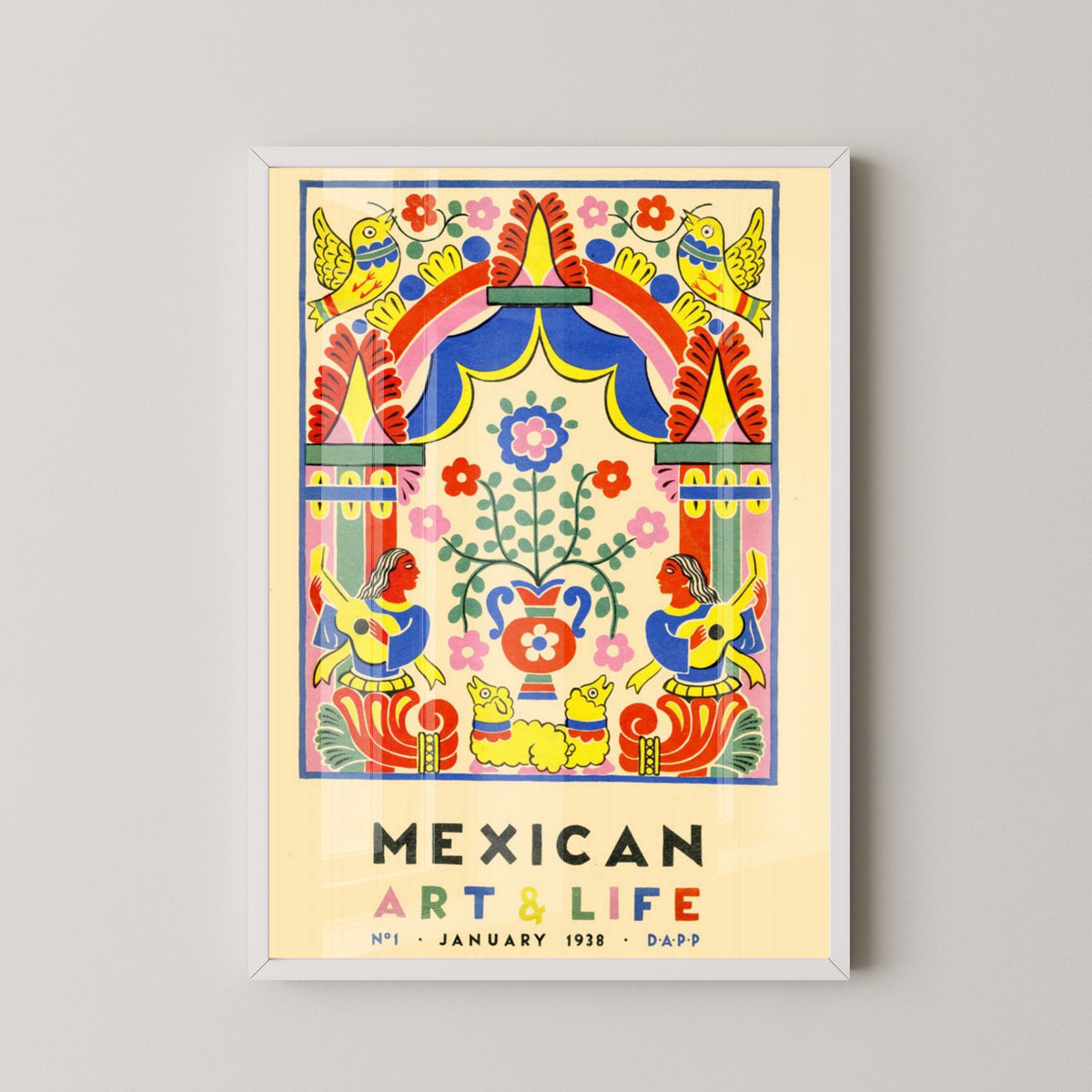 Mexican Heritage Poster – Aztec and Mayan Art – white frame mockup