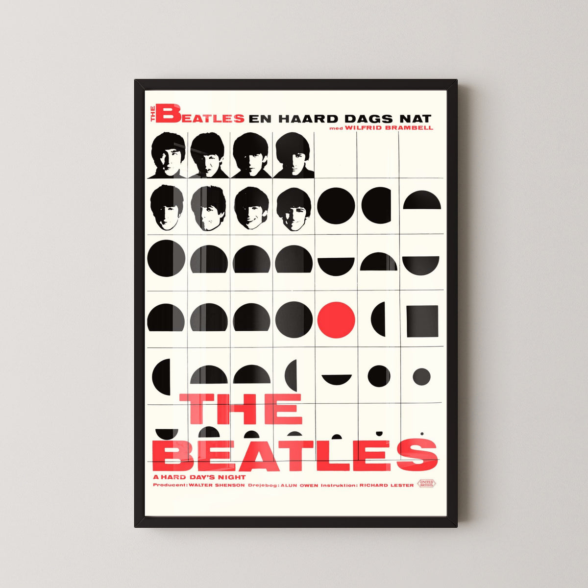 The Beatles Danish Concert Poster – black frame mockup