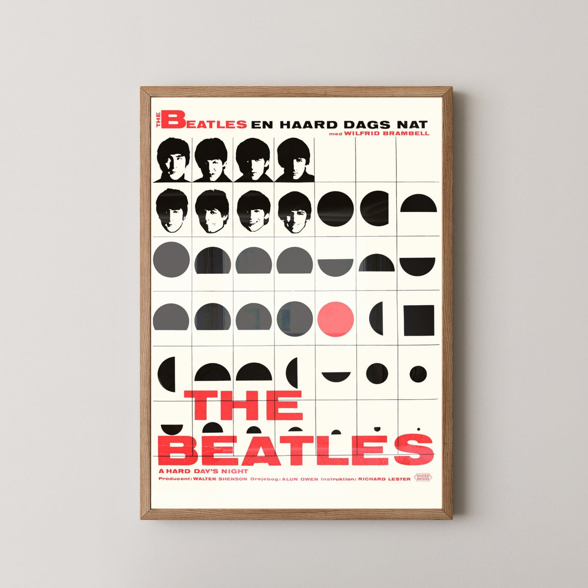 The Beatles Danish Concert Poster – light wood frame mockup