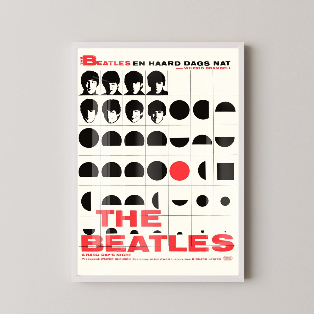 The Beatles Danish Concert Poster – white frame mockup