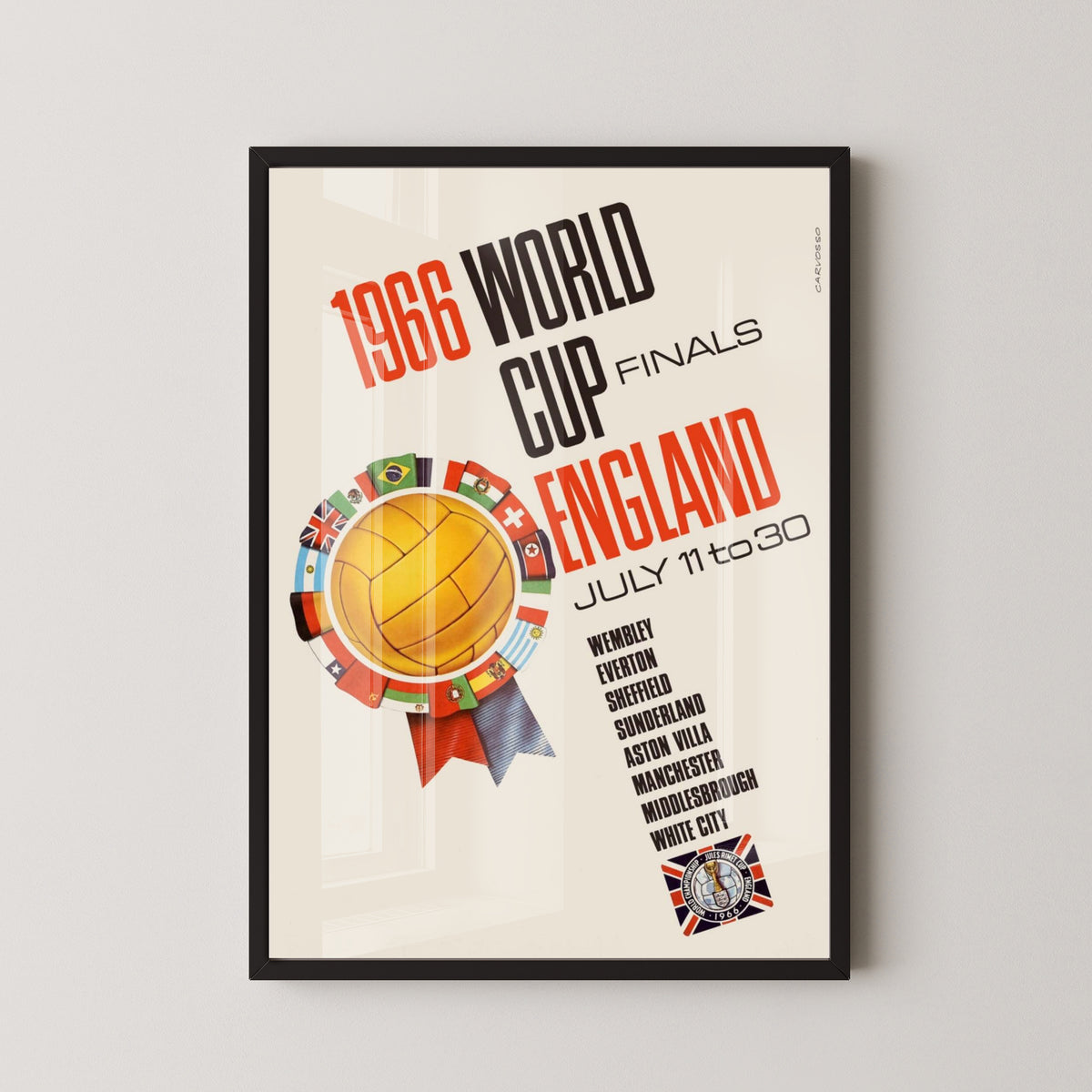 England 1966 World Cup Victory Poster – Football Art – black frame mockup