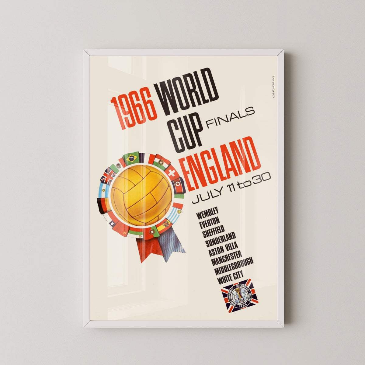 England 1966 World Cup Victory Poster – Football Art – white frame mockup