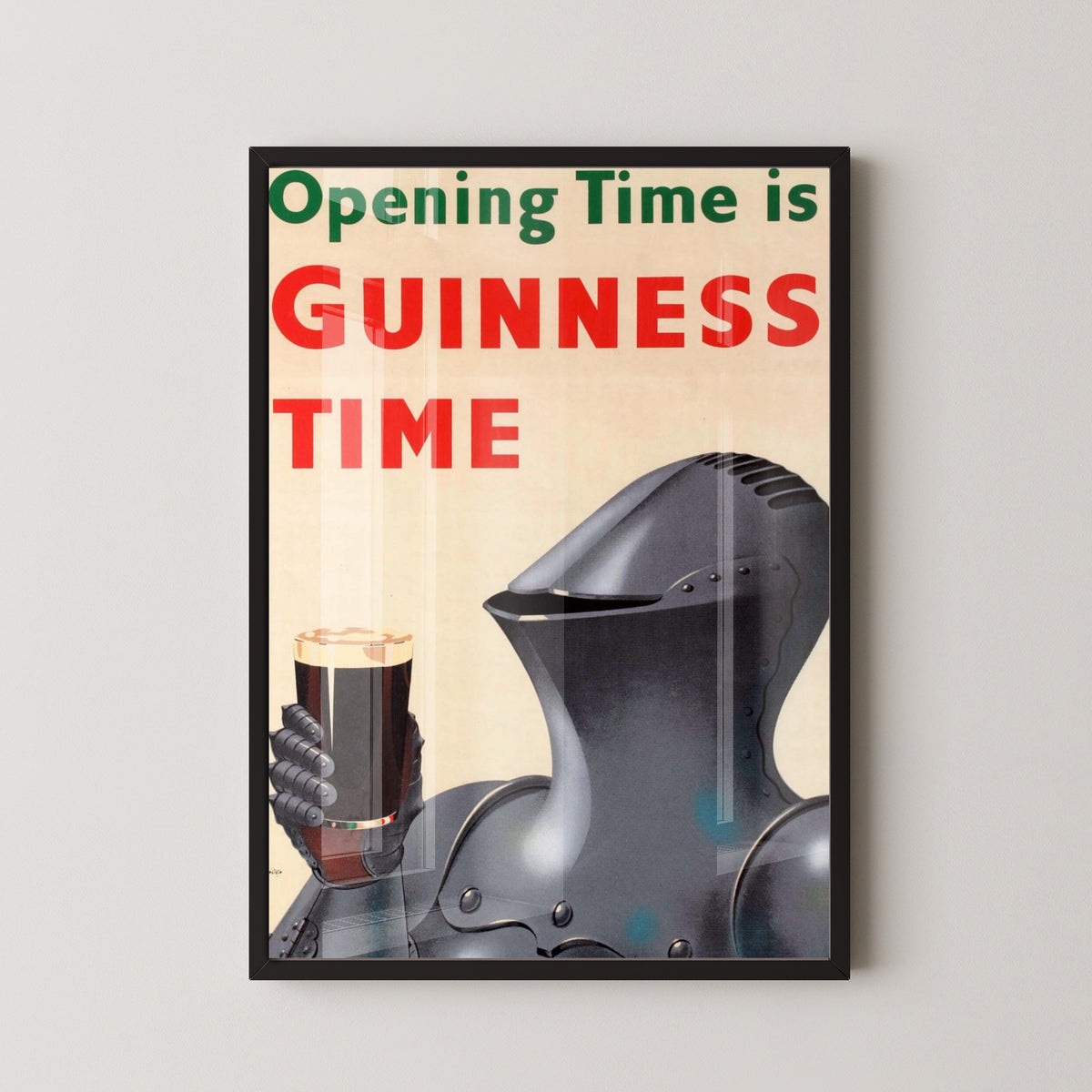 Medieval-Style Guinness Poster – Irish Beer Art – black frame mockup