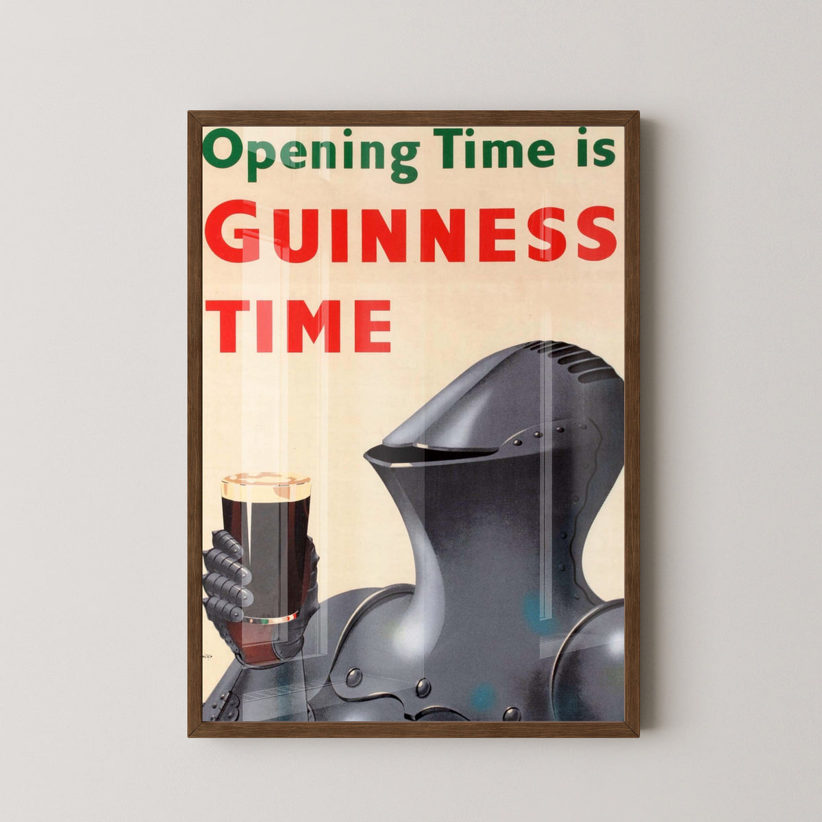 Medieval-Style Guinness Poster – Irish Beer Art – dark wood frame mockup