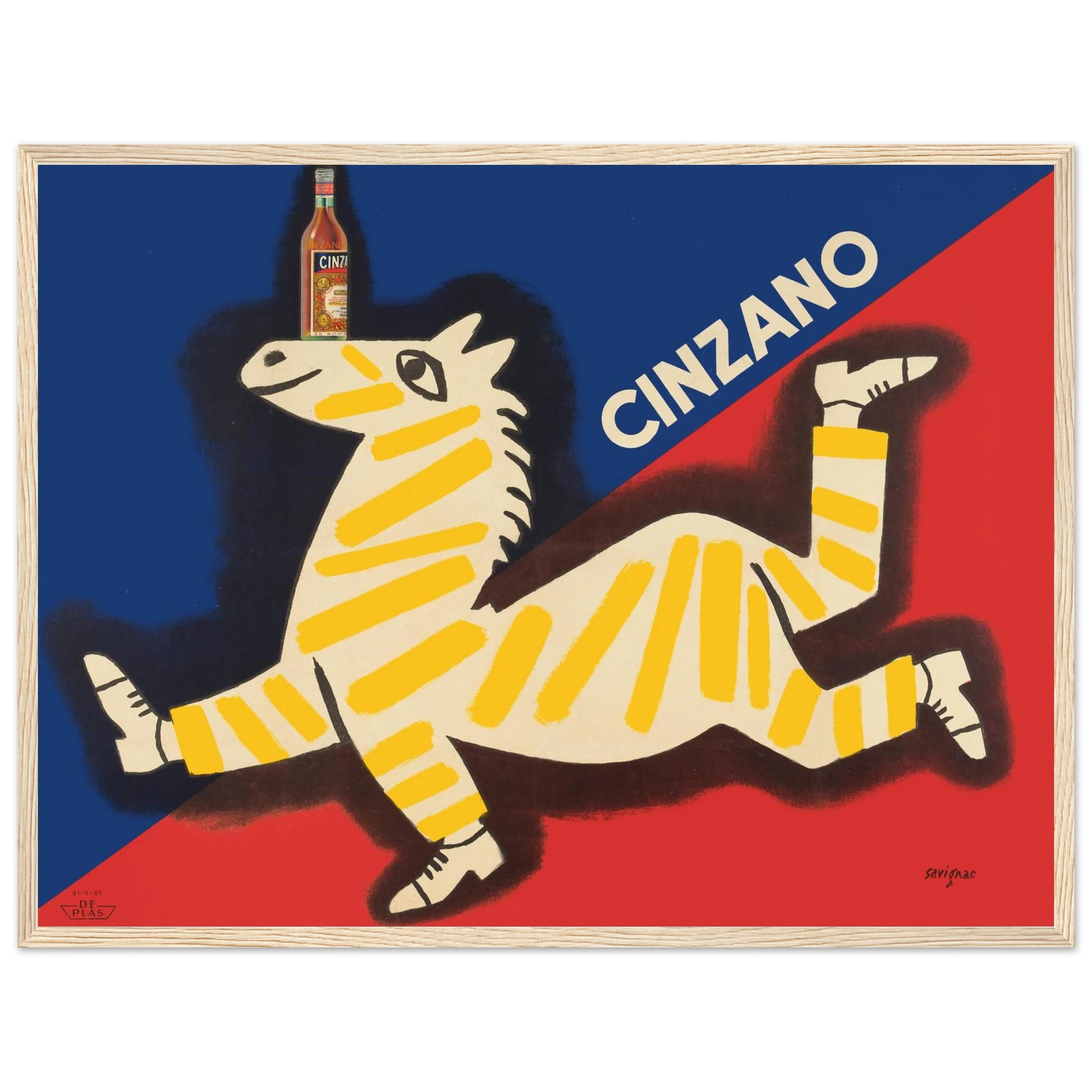 Italian advertising art print of a classic Cinzano aperitif poster, showcasing elegant mid-century style and vibrant European flair.