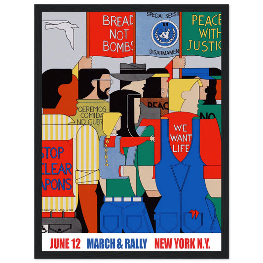 Vintage 1982 peace rally poster from New York, celebrating feminist activism and political movements, perfect for political and vintage wall art