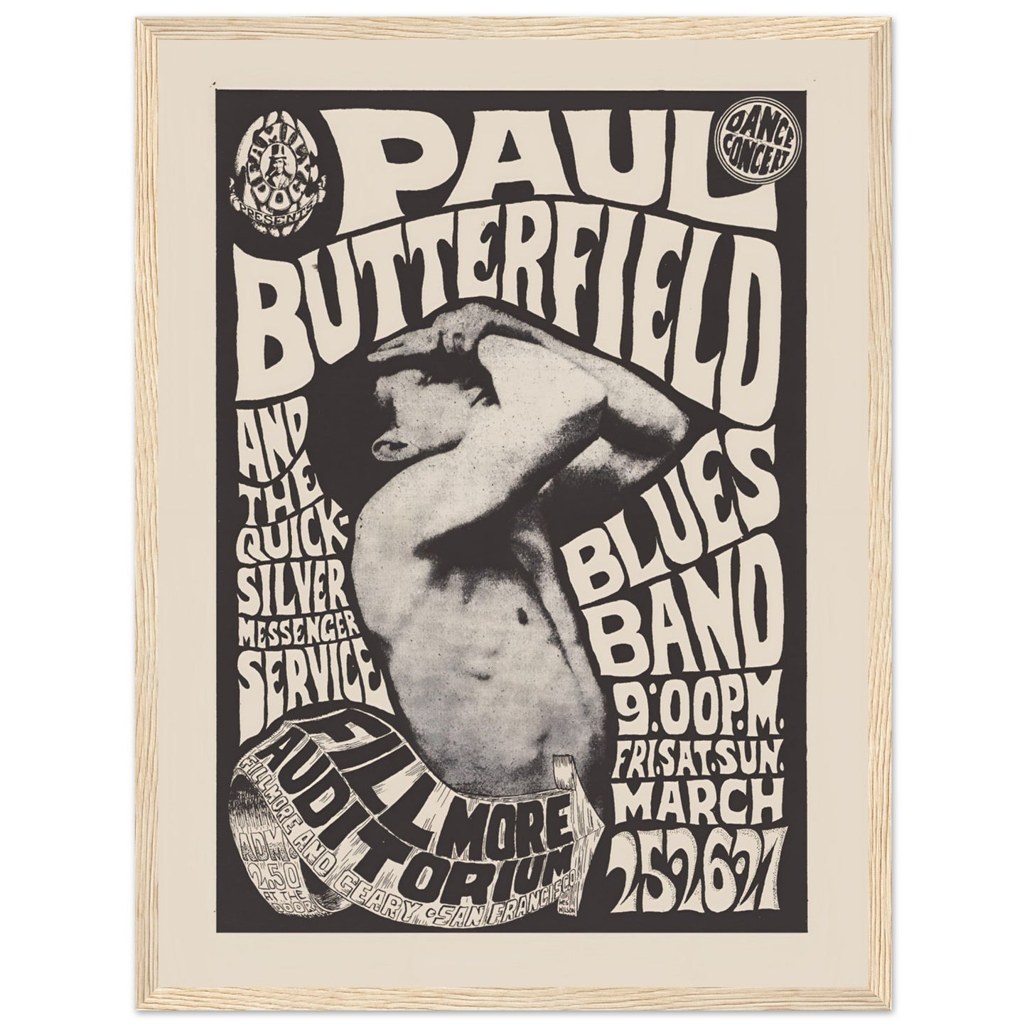 Minimalist monochrome wall art inspired by vintage psychedelic concert aesthetics