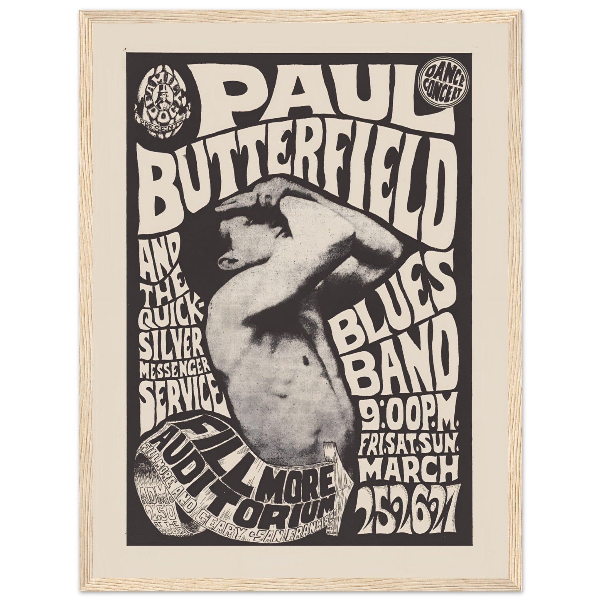 Minimalist monochrome wall art inspired by vintage psychedelic concert aesthetics