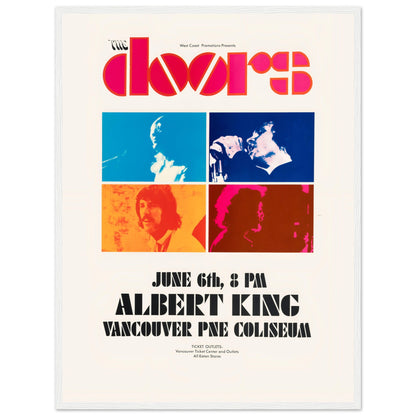 Classic vintage music poster showcasing Albert King and The Doors live performance