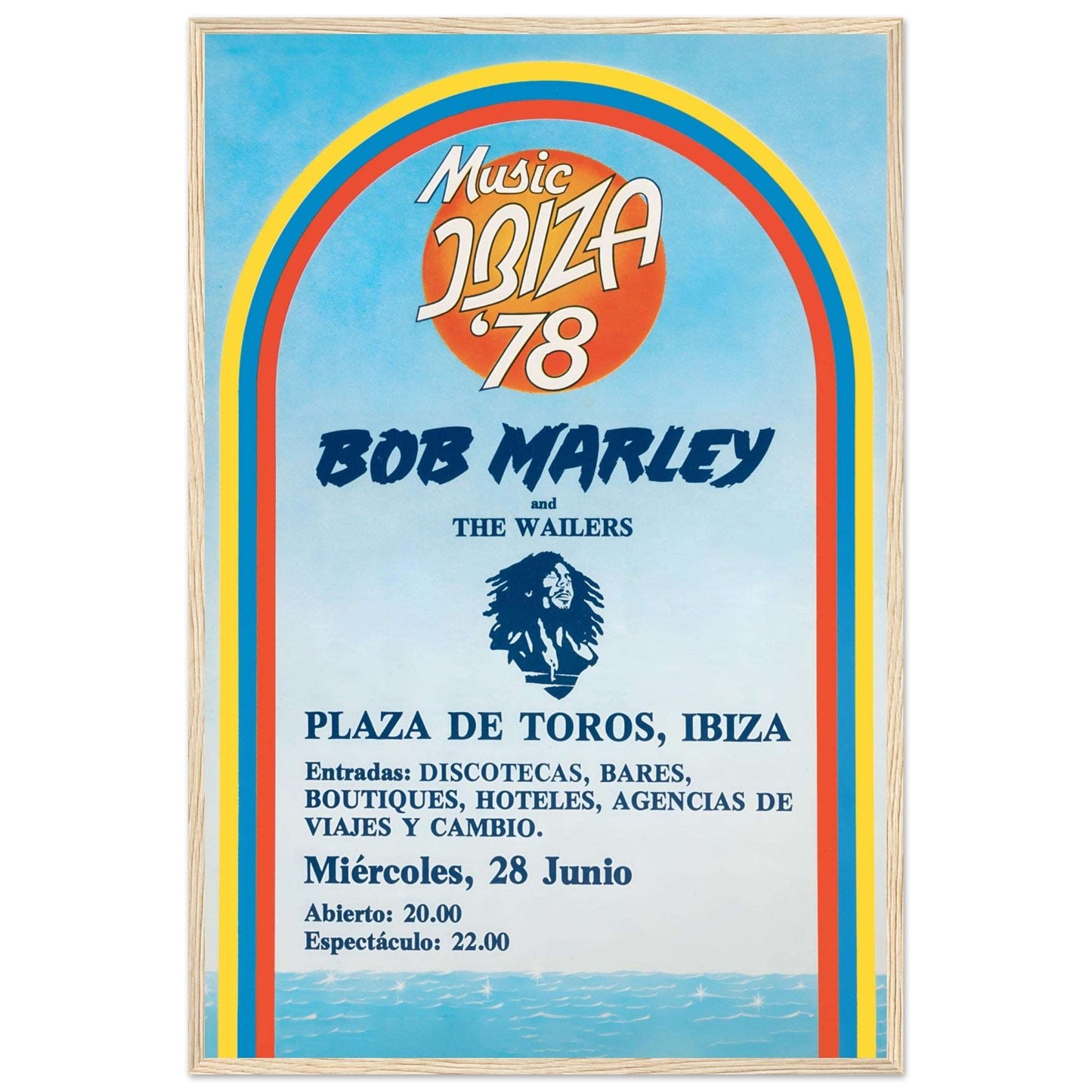 Vintage Bob Marley poster print inspired by 1978 Ibiza performance