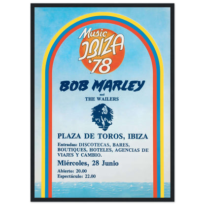 Retro Bob Marley and The Wailers reggae music poster inspired by Ibiza live show