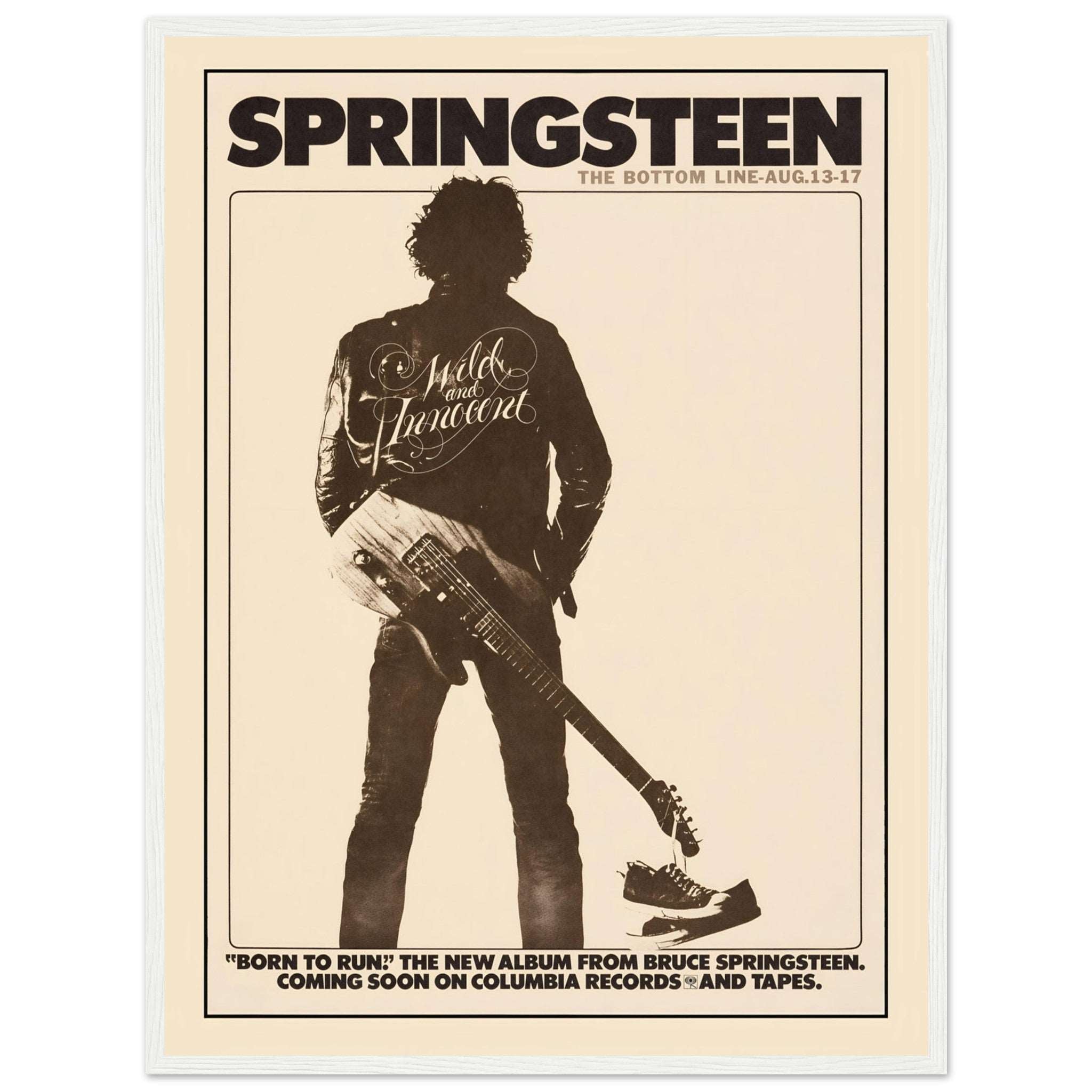 Iconic Bruce Springsteen Born to Run music poster, vintage rock wall art for home or studio decor