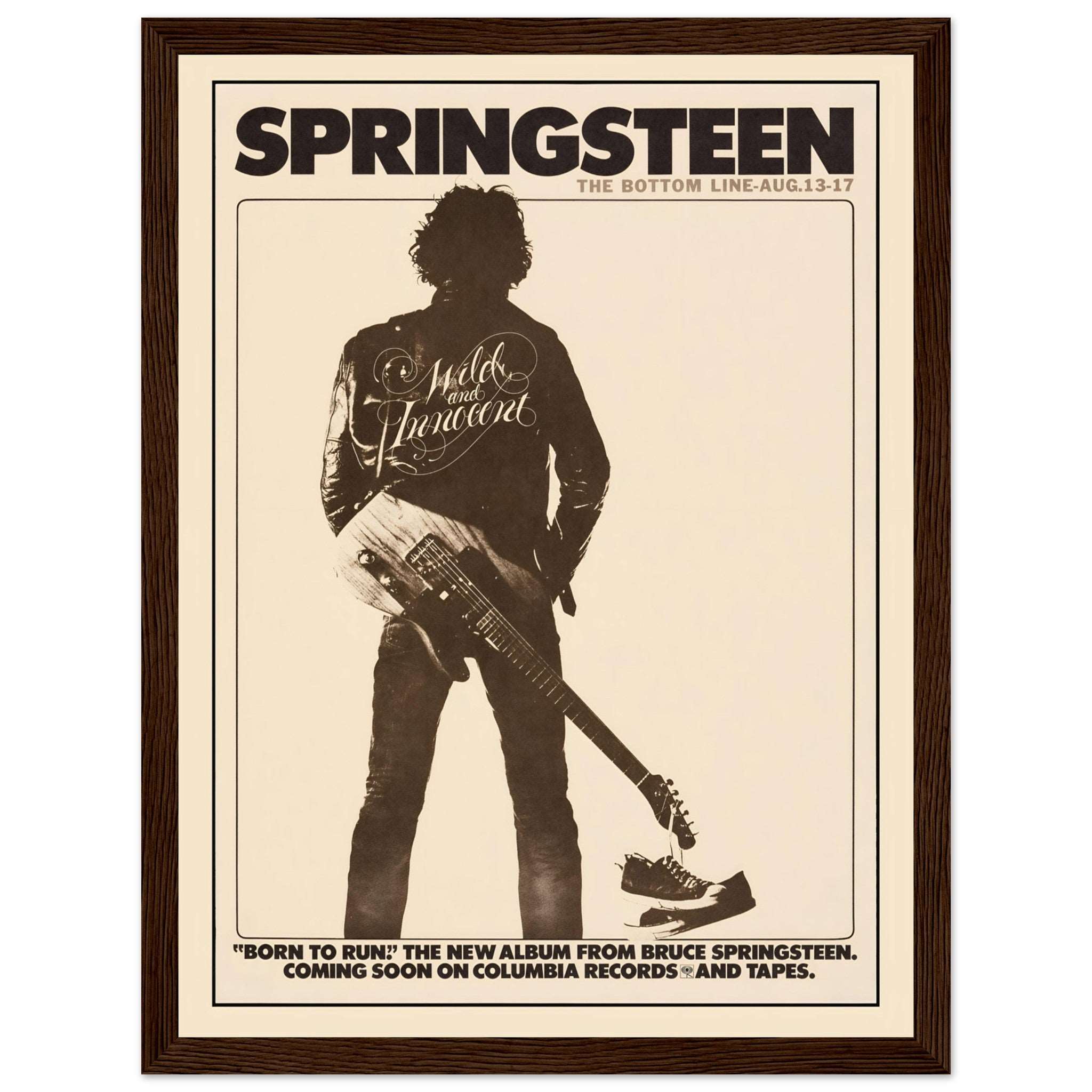 Classic Bruce Springsteen rock poster inspired by Born to Run era, vintage music decor print