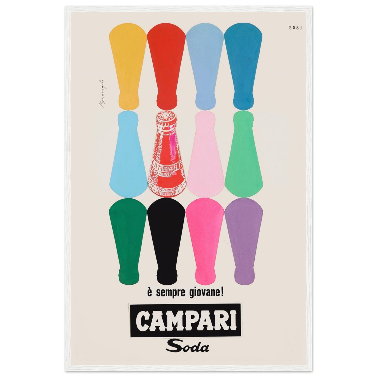 Retro Campari Soda wall art print with bold typography and graphic design