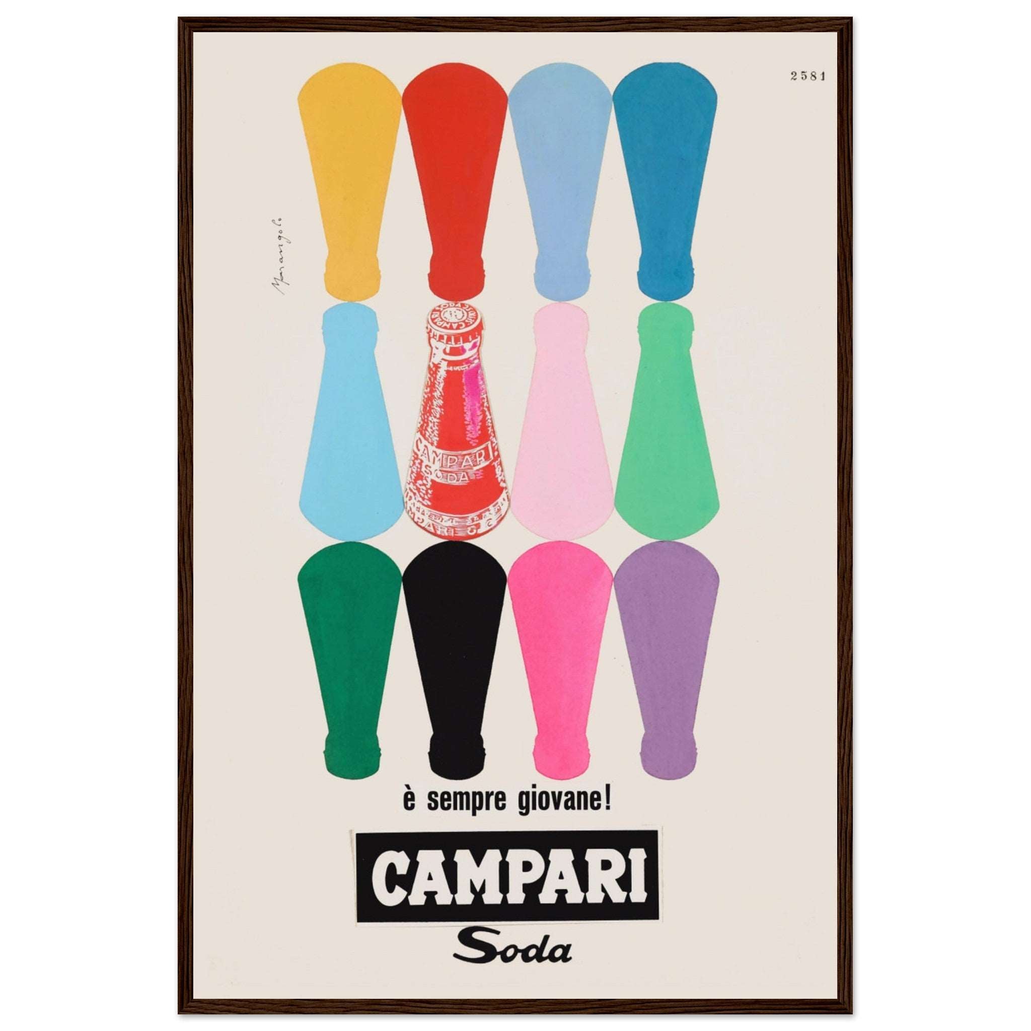 Vintage Campari Soda Italian advertising poster featuring colorful minimalist shapes