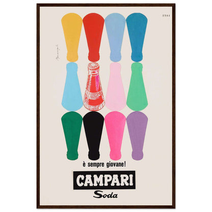 Vintage Campari Soda Italian advertising poster featuring colorful minimalist shapes