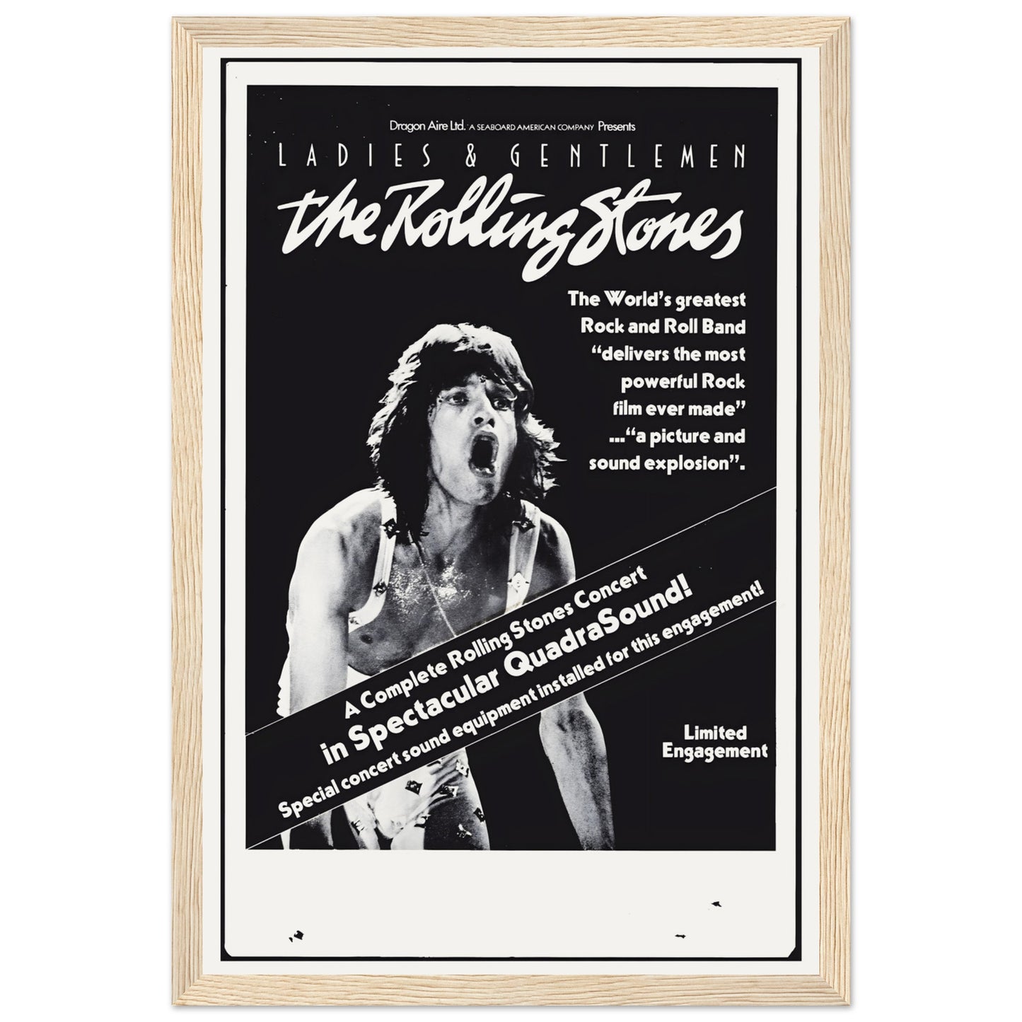 Black and white Rolling Stones poster ideal for music lovers home decor