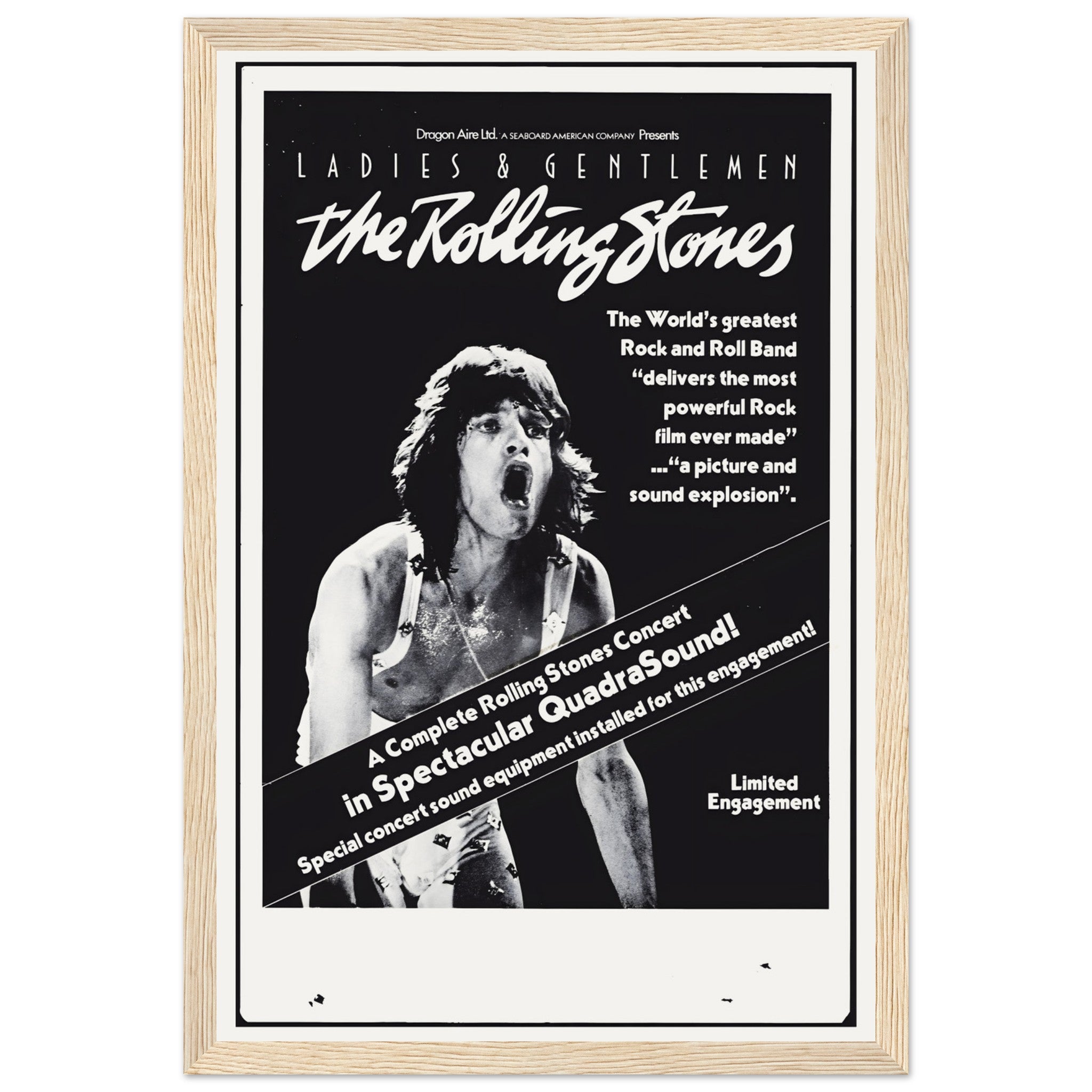 Black and white Rolling Stones poster ideal for music lovers home decor